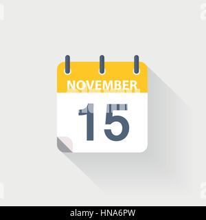 15 novembre icône calendrier sur fond gris Illustration de Vecteur