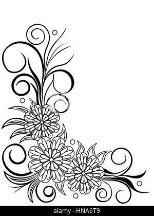 Avec coin de feuille floral design, dessin à la main vector illustration Illustration de Vecteur