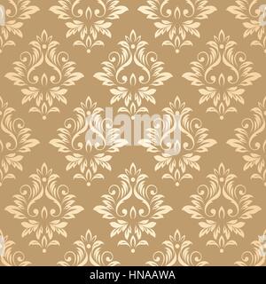 Fond d'or de luxe. Vintage motif damassé seamless Vector background. Illustration de Vecteur