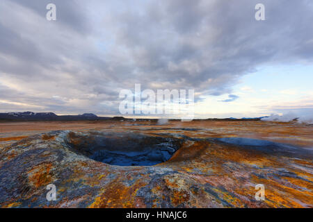 Fumeurs fumerolles sur Hverarond Valley, au nord de l'Islande, de l'Europe. Banque D'Images