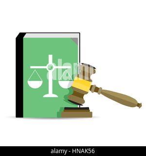 Cour et droit. Le jugement juridique, Gavel et constitution. Vector illustration Banque D'Images