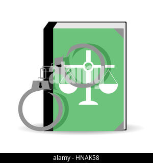 Verdict du procès. Constitution et des menottes, verdict et droit, vector illustration Banque D'Images