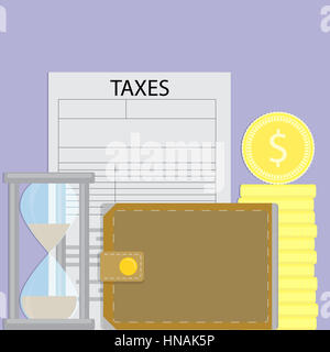 Le temps de payer des impôts. Financement des entreprises fiscalité, vector illustration Banque D'Images