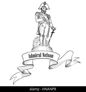 Statue de l'amiral Nelson à Trafalgar Square, Londres, Angleterre, Royaume-Uni. nelson. colounm londres voyage isolé de l'étiquette. Illustration de Vecteur