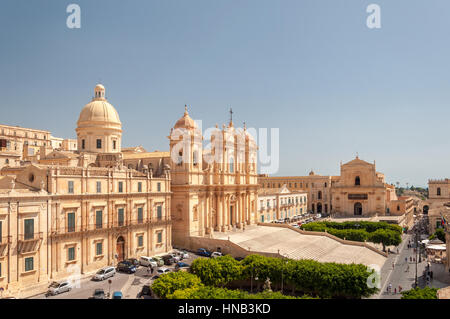 NOTO, ITALIE - 14 septembre 2015 : la cathédrale de Noto est une cathédrale catholique romaine dans la région de Noto en Sicile, Italie. UNESCO World Heritage Site. Banque D'Images