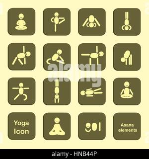 Ensemble d'icônes. Pose des asanas de yoga. Vecteur. Illustration de Vecteur