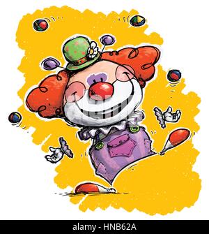 Dessin/illustration artistique d'un clown Juggling Illustration de Vecteur