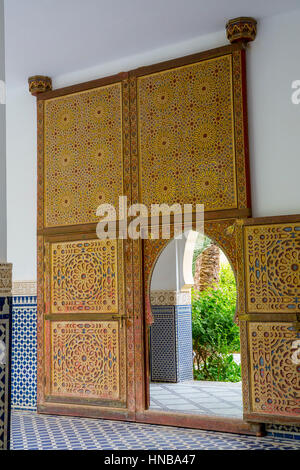 Entrée du Mausolée, Zawiya de Moulay Ali Cherif (Shereef), Rissani, le Maroc. Banque D'Images