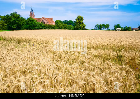 Église du Village Kietz, Lenzerwische, Brandebourg, Allemagne Banque D'Images