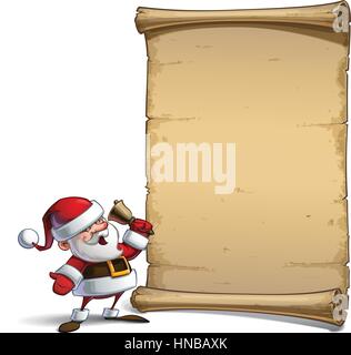 Cartoon Vector illustration of a happy smiling Santa Claus Christmas bell sonnette d'en face d'un blanc de faire défiler. Tous les éléments d'une manière ordonnée sur le bien-de Illustration de Vecteur