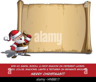 Cartoon Vector illustration of a happy smiling Santa Claus Christmas bell sonnette d'en face d'un blanc de faire défiler. Tous les éléments d'une manière ordonnée sur le bien-de Illustration de Vecteur