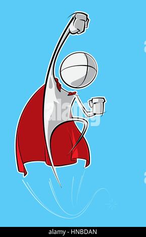 Illustration d'un vecteur clairsemée d'un personnage avec une cape rouge sur un super héros. Illustration de Vecteur