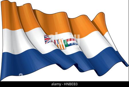 Vector Illustration d'une forme drapeau sud-africain, au cours de la période de l'apartheid. Tous les éléments en ordre. Des lignes, des ombres et du drapeau Les couleurs de séparation Illustration de Vecteur