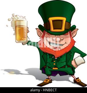 Cartoon Illustration de Saint Patrick image populaire acclamer avec un verre de bière. Spe.10 avec des transparents. Faites vous plaisir ! ! Illustration de Vecteur