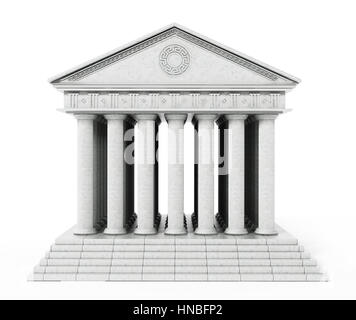 Vieux temple grec isolé sur fond blanc. 3D illustration. Banque D'Images