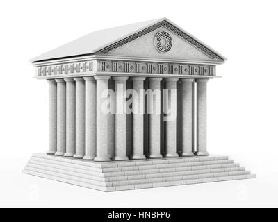 Vieux temple grec isolé sur fond blanc. 3D illustration. Banque D'Images