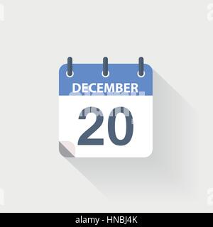 20 décembre icône calendrier sur fond gris Illustration de Vecteur