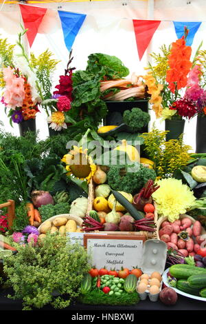 Fruits, fleurs et légumes affichage à un spectacle traditionnel anglais de l'horticulture, Sheffield, South Yorkshire, Angleterre, Royaume-Uni Banque D'Images