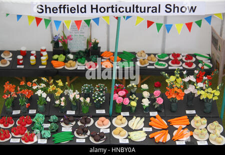 Réplication de Sheffield miniature Show horticole affiché à son homonyme à Sheffield Fayre, Norfolk Heritage Park, Sheffield, Yorks. UK Banque D'Images