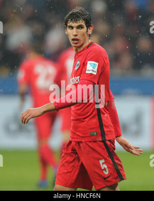 Leverkusen, Allemagne. Feb 11, 2017. Bundesliga ème Journée 20, Bayer 04 Leverkusen - Eintracht Frankfurt : Jésus Vallejo (SGE) schaut. Credit : Juergen Schwarz/Alamy Live News Banque D'Images