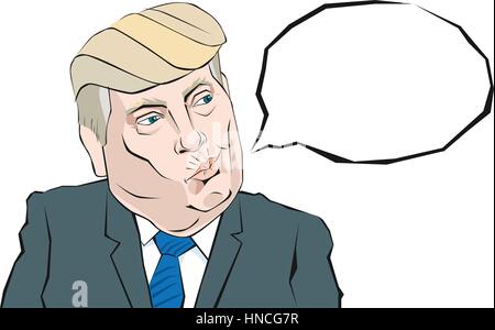 Portrait caricature de Donald Trump dit quelque chose Illustration de Vecteur