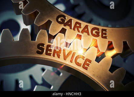 Service de Garage Concept. Les pignons d'or. 3D Illustration. Banque D'Images