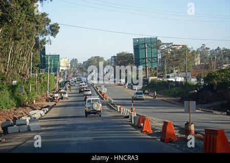 La construction de routes, Karen, Nairobi, Kenya Banque D'Images