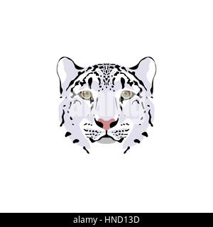 Spotty chef d'un snow leopard avec les yeux bruns. Vector illustration. Illustration de Vecteur