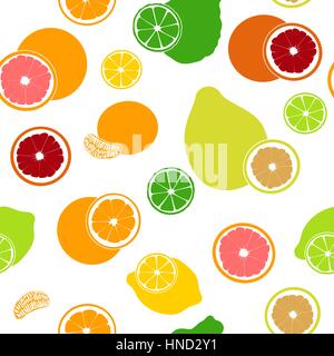 Modèle sans couture collection vecteur d''agrumes et de tranches. La bergamote, citron, pamplemousse, citron vert, mandarine, orange, pomelo, d'orange sanguine. pour le co Illustration de Vecteur