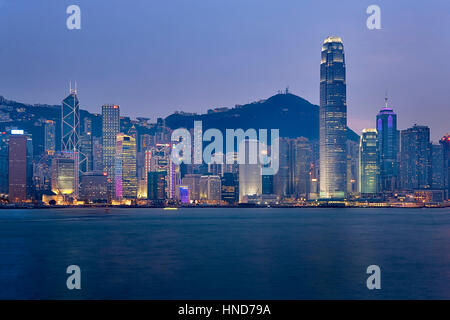Horizon de Hong Kong à partir de l'Avenue des Stars, Hong Kong, Chine Banque D'Images