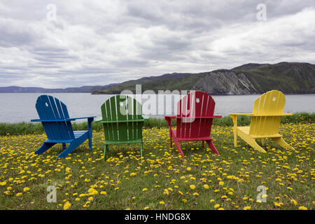 Donnant sur Bonne Baie et les Tablelands de Norris Point, Terre-Neuve Banque D'Images