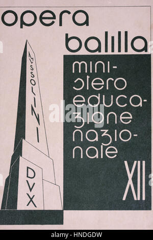 Jeunesse fasciste Balilla, une organisation sur une ère de l'école italienne de 1930 (rapport) Banque D'Images