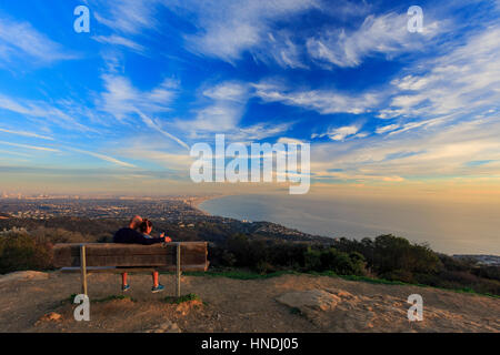 Vue du coucher de soleil de la baie de Santa Monica Parker Mesa donnent sur Banque D'Images