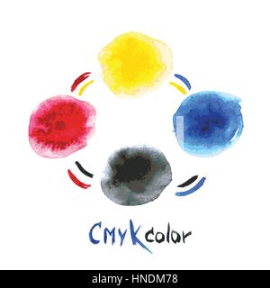 Aquarelle CMJN,peinture à la main, vector illustration Illustration de Vecteur