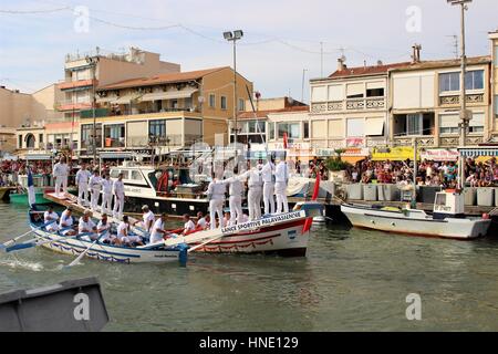 Joutes nautiques a Palavas les Flots, Herault, concours joutes nautiques à Palavas les Flots, Hérault Banque D'Images