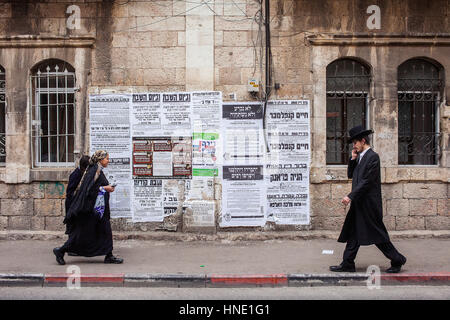 Les Juifs orthodoxes, Mea Shearim trimestre, Jérusalem, Israël. Banque D'Images