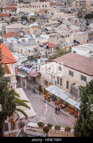 Vue aérienne de la vieille ville, Jérusalem, Israël. Banque D'Images