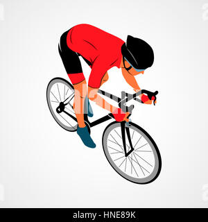 Sur une piste de course cycliste sur un fond blanc. Photo illustration. Banque D'Images