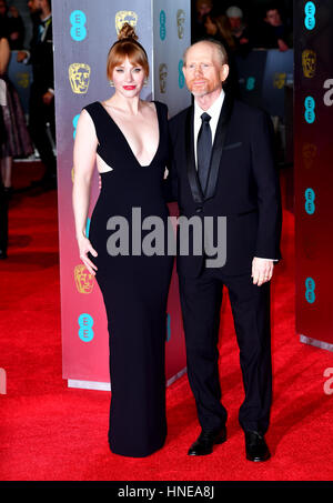 Bryce Dallas Howard et Ron Howard à l'EE British Academy Film Awards s'est tenue au Royal Albert Hall, Kensington Gore, Kensington, Londres. Banque D'Images