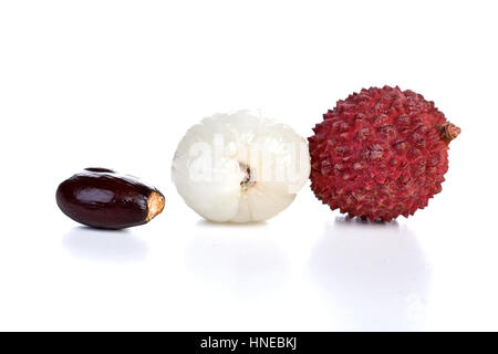 Sur fond blanc litchi - close-up Banque D'Images