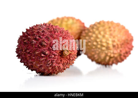 Sur fond blanc litchi - close-up Banque D'Images