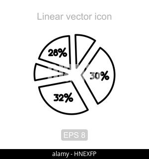 Graphique à secteurs. Icône vecteur linéaire. Illustration de Vecteur