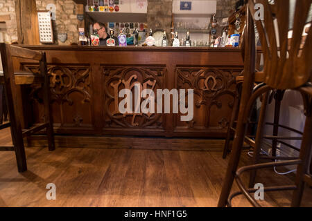 Queens Head pub micro intérieur. Chepstow, au Pays de Galles Banque D'Images