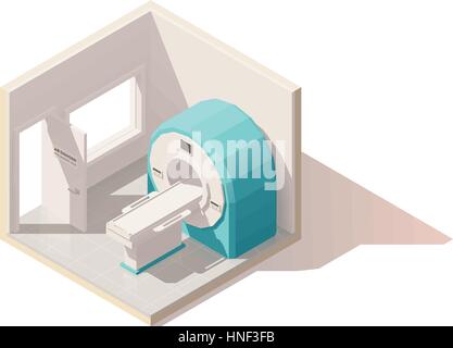 Faible isométrique vecteur icône salle IRM poly Illustration de Vecteur