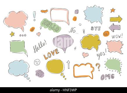 Discours à la main jeu de bulles Illustration de Vecteur