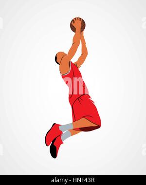 Joueur de basket-ball avec ballon abstrait sur un fond blanc. Vector illustration. Illustration de Vecteur