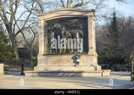 Monument au Marquis de Lafayette qui se sont battus avec George Washington pour l'établissement de l'USA. Entrée de Prospect Park, Brooklyn, New York. Banque D'Images