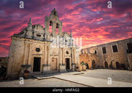 Monastère Arkadi sur l'île de Crète, Grèce. Ekklisia Rue Arkadiou - Moni Timios Stavros en grec. C'est une église baroque vénitien. Banque D'Images