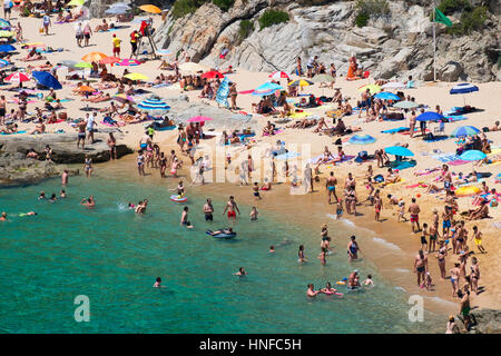 La plage naturiste à playa cala sa boadella dans la banlieue de lloret de mar en espagne Banque D'Images