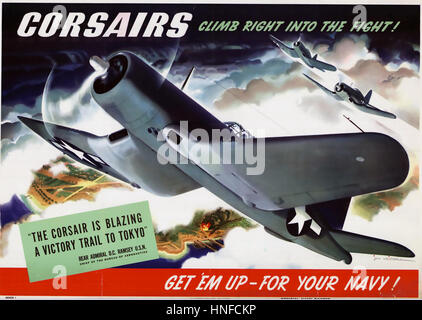 CHANCE Vought F4U Corsair affiche sur 1943 Banque D'Images